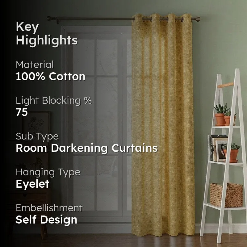 Form Ease Cotton Room Darkening Curtains - Yellow media 2