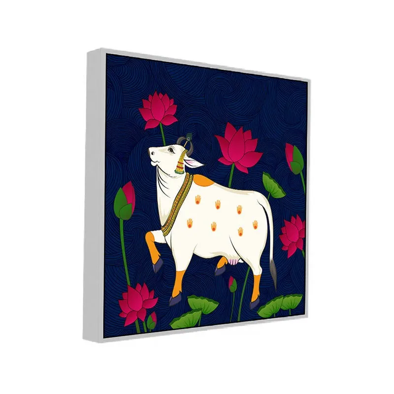 Petals & Hooves Canvas Wall Painting With Frame - White media 3
