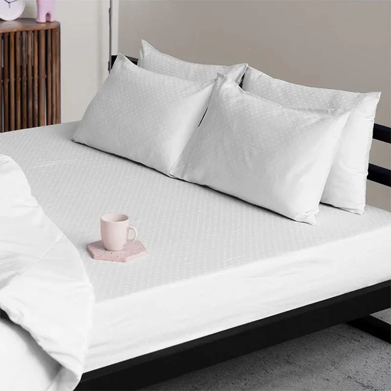 Swiss Dot Cotton Pillow Cover (White,500TC) - Set Of Two media 1