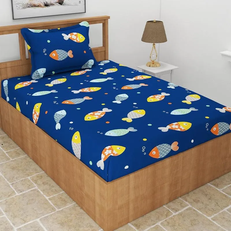Aqua Fish Kids Microfiber Bedsheet (Royal Blue) - 130 GSM media 3
