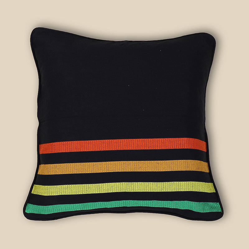 Swayam Iris Strip Printed Cotton Cushion Cover - Set of Two media 4