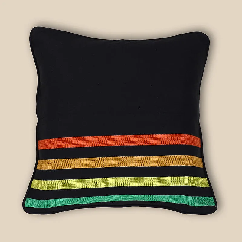 Swayam Iris Strip Printed Cotton Cushion Cover - Set of Two media 4