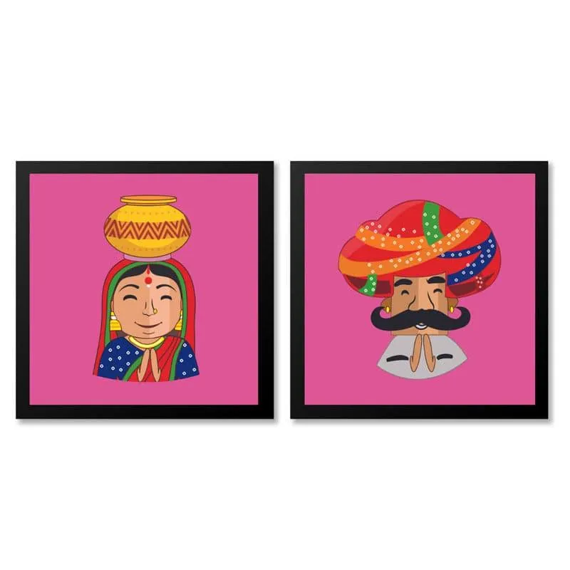 Folk Fuse Wall Accent (Pink) - Set Of Two media 3