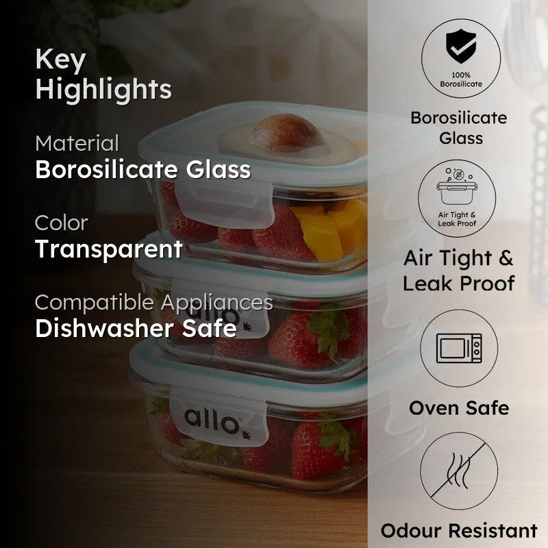 Oliva Square Glass Storage Container (550 ML) - Set Of Three media 2
