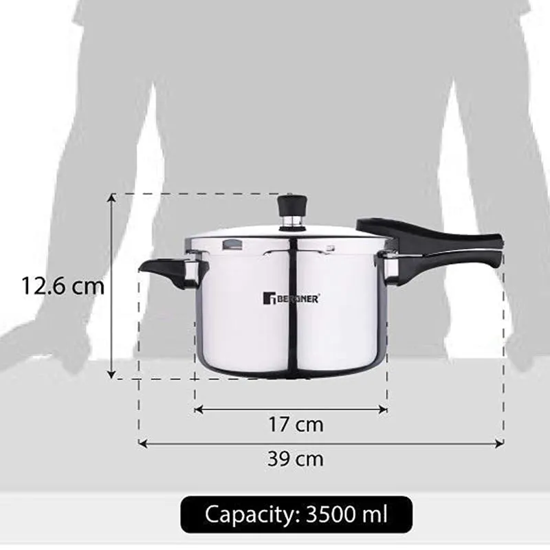 Bergner Argent Triply Pressure Cooker With Outer Lid - 3500 mL media 8