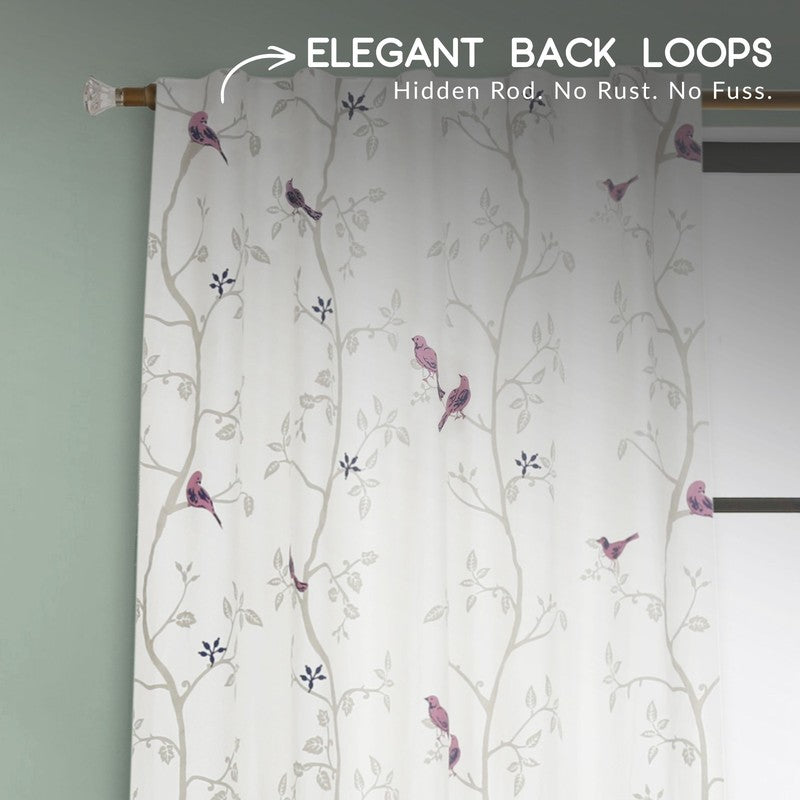 Tranquebar Home Nature Wings Cotton Curtains(Pink) - Set Of Two media 7