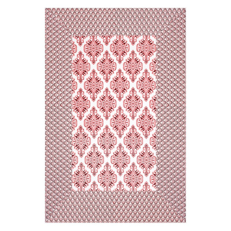 Restora Ethnic Cotton Bedsheet (Pink & White) - 240 TC media 5