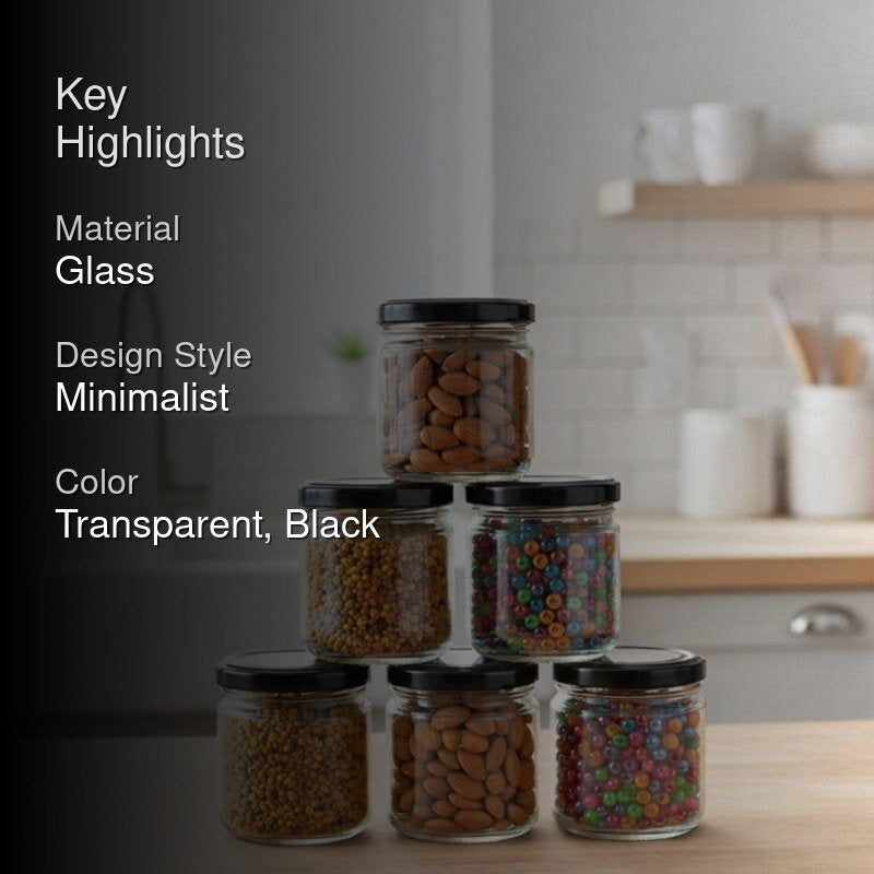Minimalist Glass Salsa Jars (200 mL Each) - Set Of Six media 2