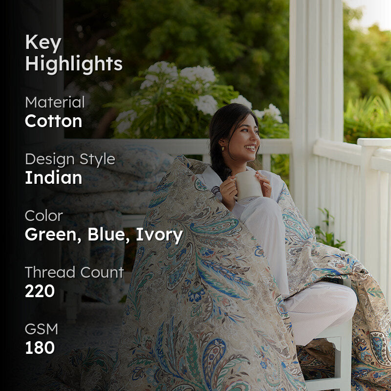 Favonia Floral Cotton Comforter - 180 GSM media 2