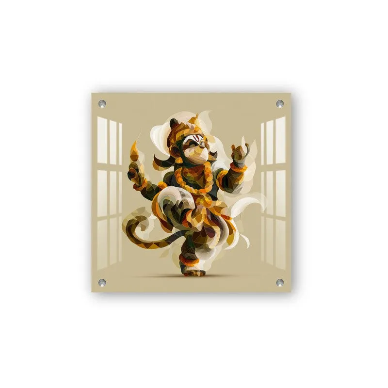 Dancing Hanuman Abstract Acrylic Wall Art media 3