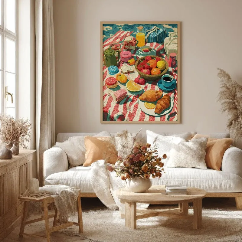 Croissant Glow Canvas Wall Painting - Brown Frame media 4