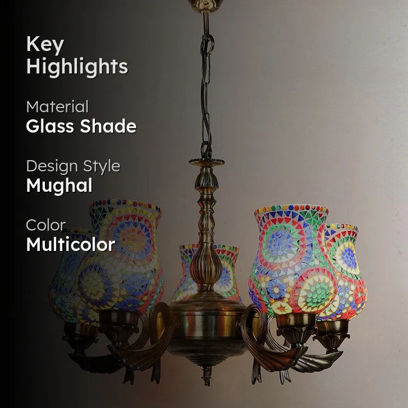 Elva Vistara Mosaic Golden Antique Ceiling Lamp media 2