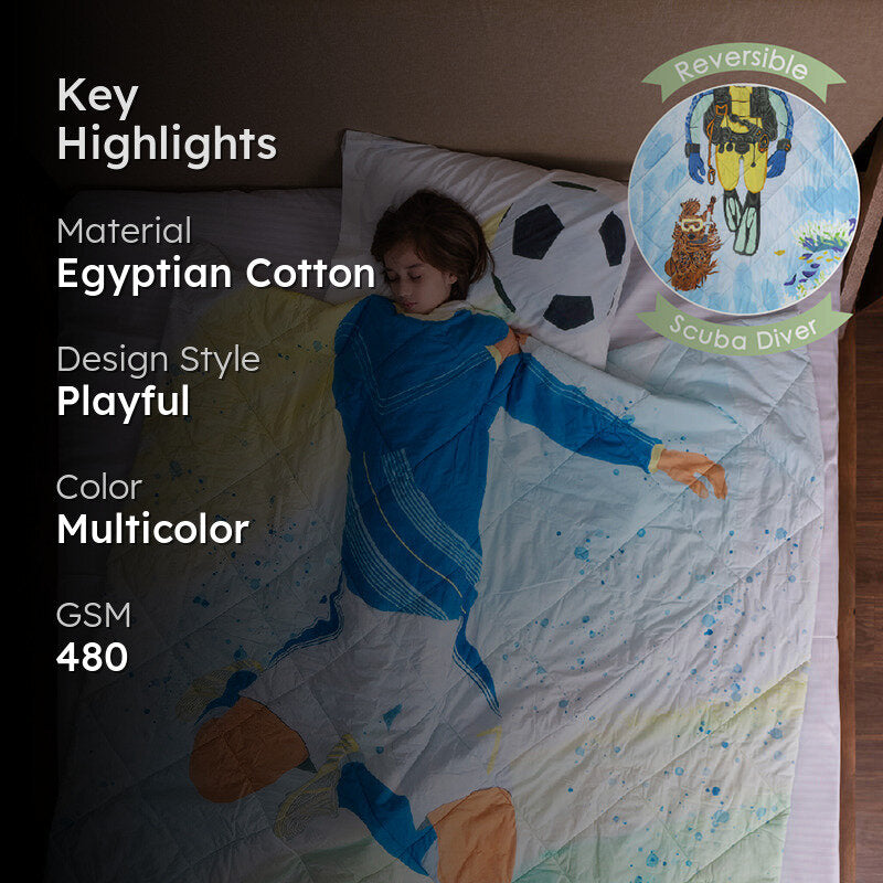 Soccer Buddies Reversible Cotton Comforter - 480 GSM media 2
