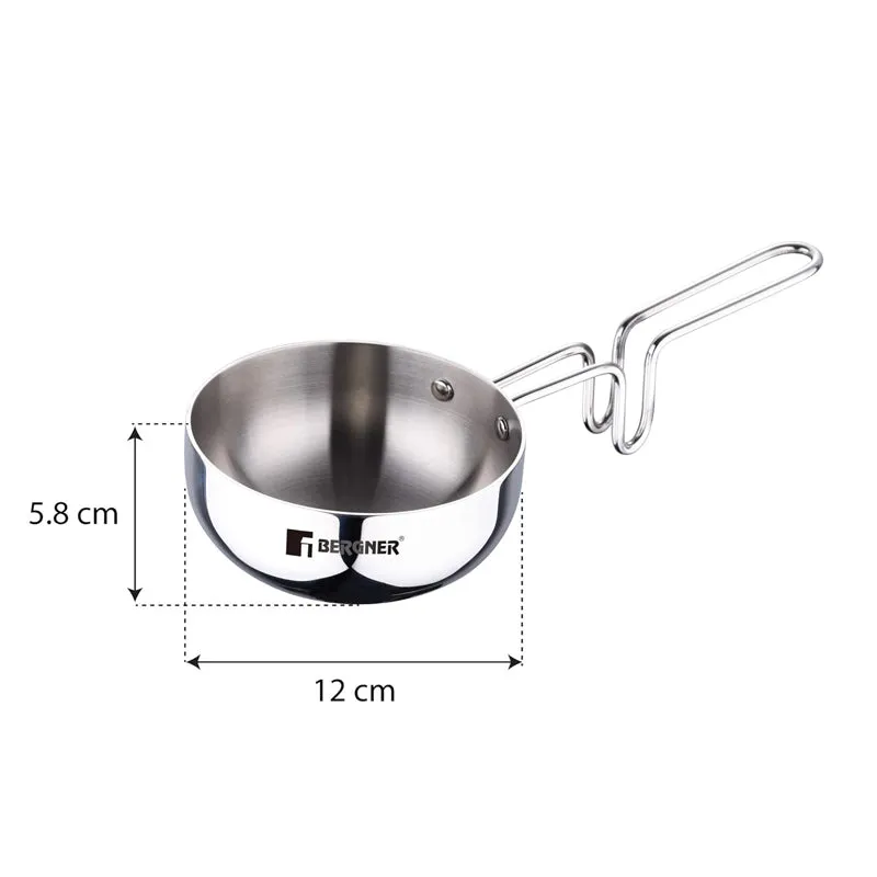 Bergner Argent Triply Stainless Steel Tadka Pan - 12 CM media 5