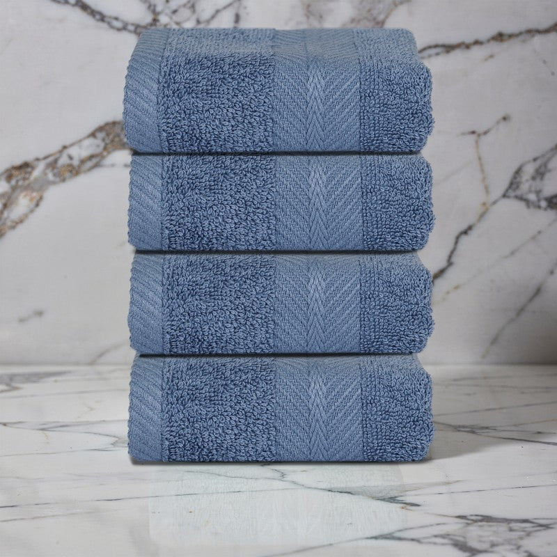 PlushAura Cotton Face Towel (Navy) - Set Of Four media 3