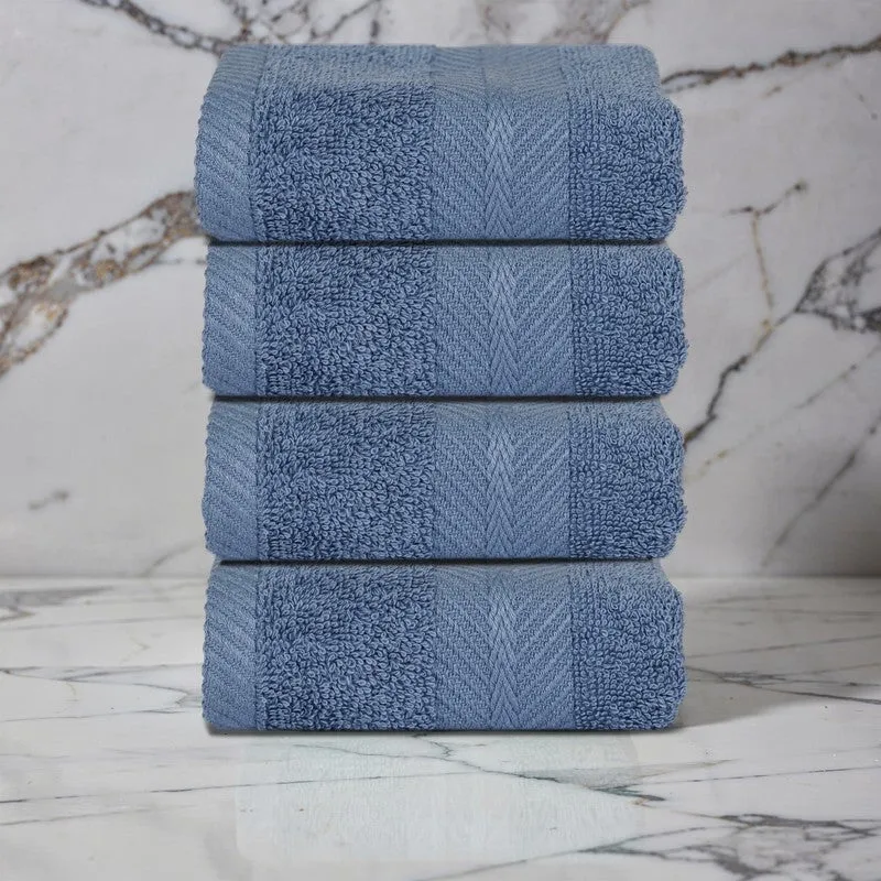 PlushAura Cotton Face Towel (Navy) - Set Of Four media 3