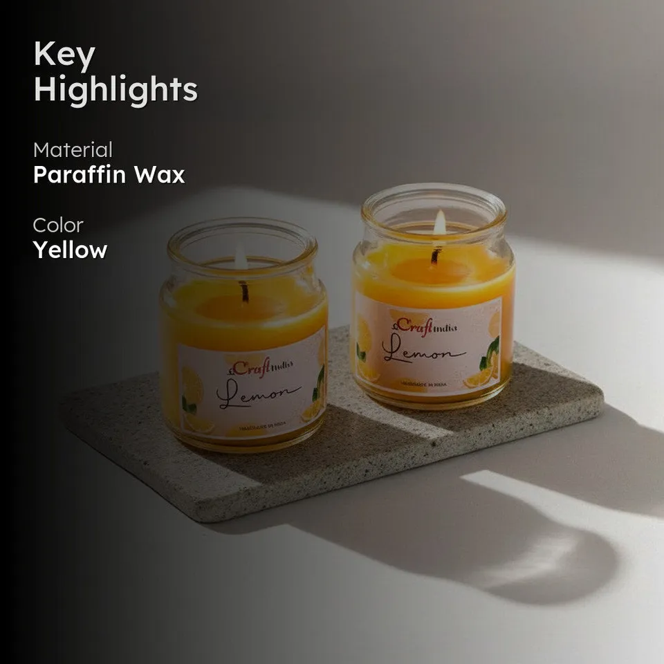 Nithya Lemon Scented Jar Candle - Set Of Two media 3