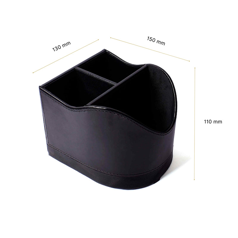 Veltrix Faux Leather Desk Organiser - Black media 9