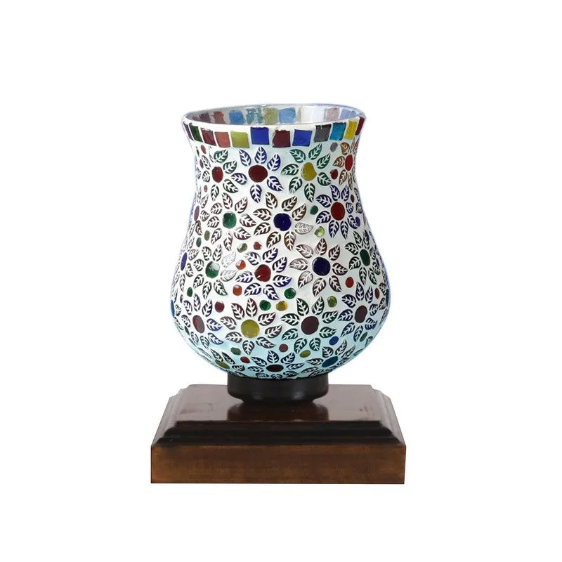 Chromiq Mosaic Glass Table Lamp With Wooden Base - Multicolor media 6