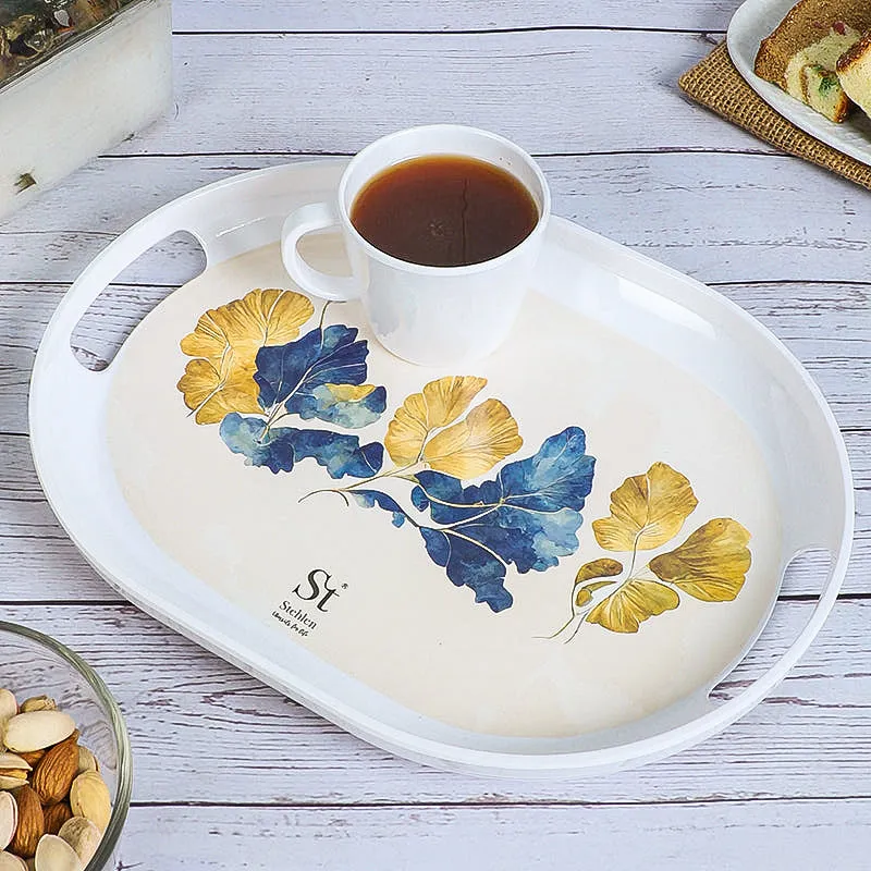 Leaf Of Gold Melamine Serving Tray media 1