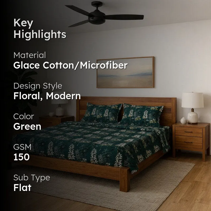 Aubrelle Microfiber Microfiber Bedsheet (Dark Green) - 150 GSM media 2