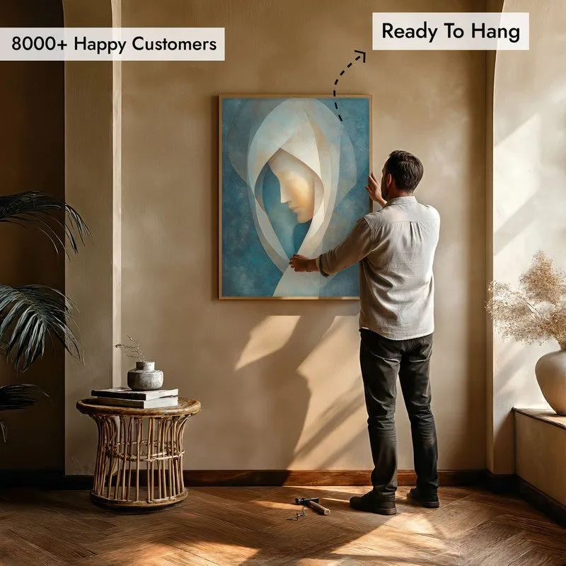 Holy Mary Abstract Archival Paper Wall Painting With Brown Frame media 5