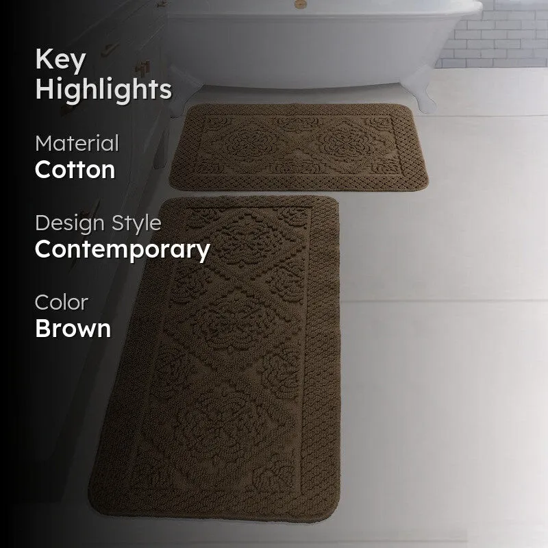 GentleStep Cotton Bath Mats (Brown) - Set of Two media 2