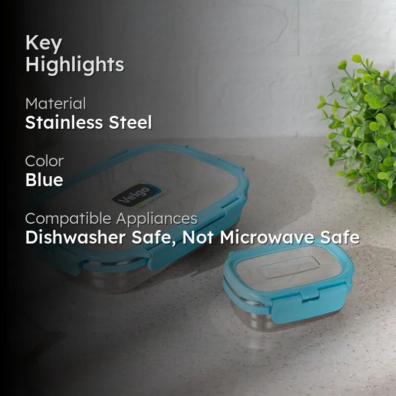 Vidora Aqua Stainless Steel Lunch Box (775/150 mL) - Two Piece Set media 2