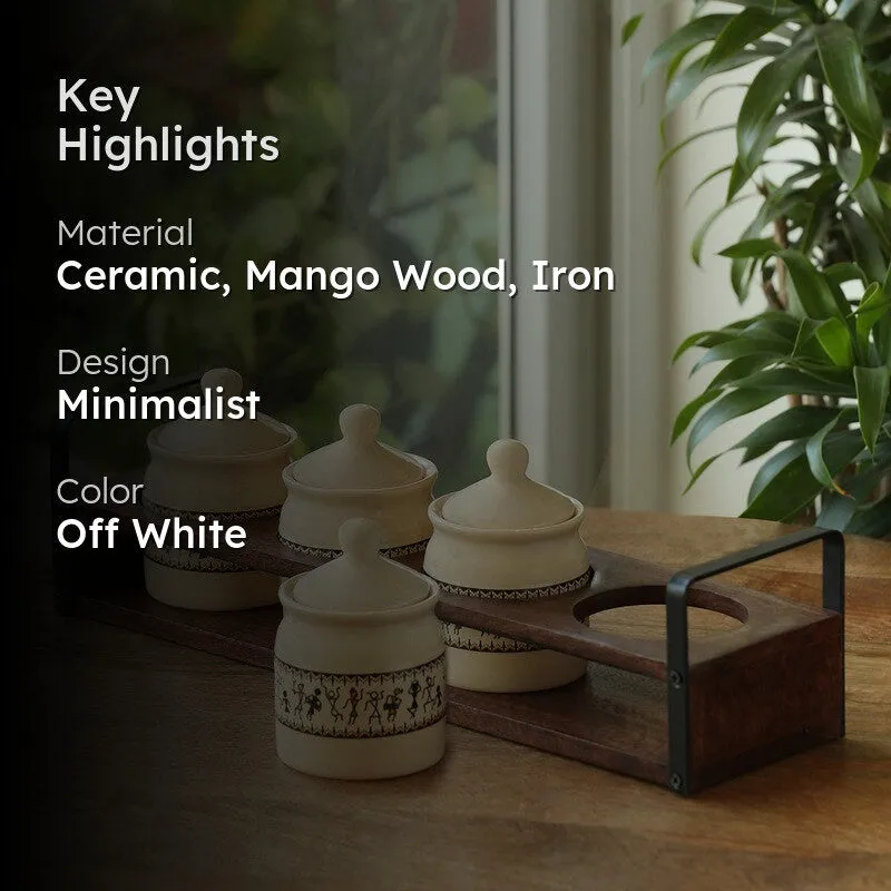 Warli Tales Four Jars with Stand - 2