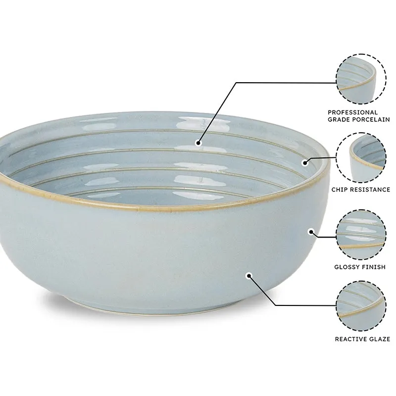 Lilyvein Porcelain Serving Bowl (Ice Blue/1000 mL) - Set Of Two media 5