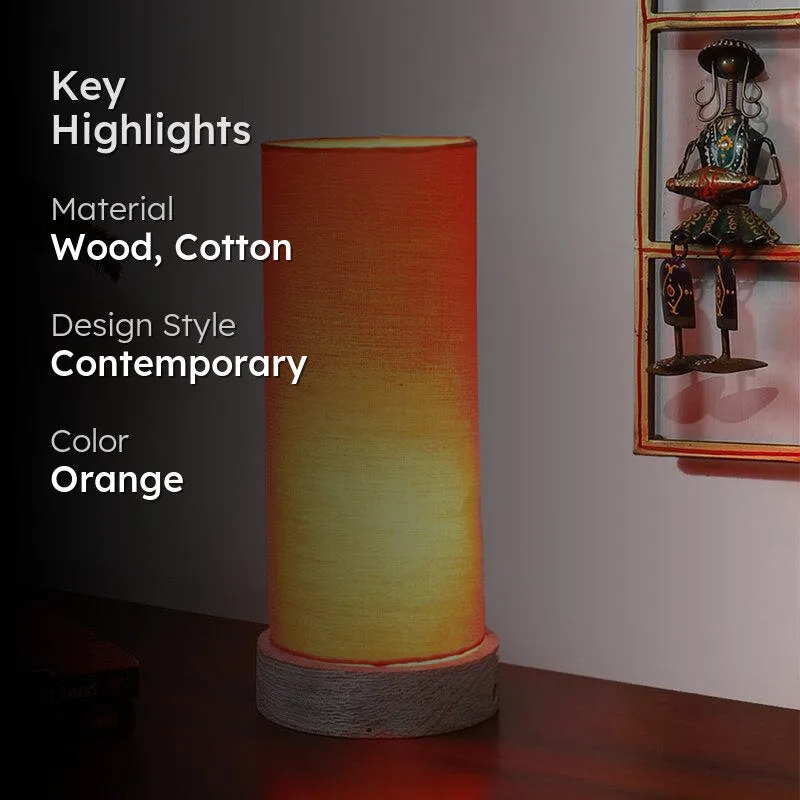 Ocra Tower Wooden Table Lamp - Orange media 2