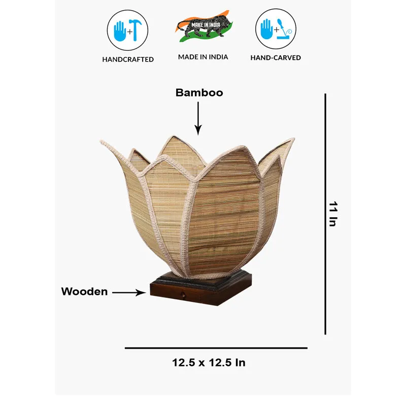 Haloire Bamboo Petal Edge Table Lamp - Beige media 7