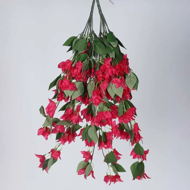 Faux Lush Hanging Bougainvillea - Red - 2.5 Feet media 4