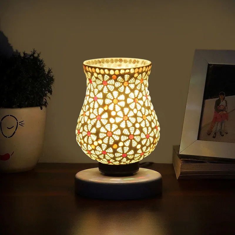 Astriva Mosaic Glass Table Lamp With Wooden Base - Multicolor media 1