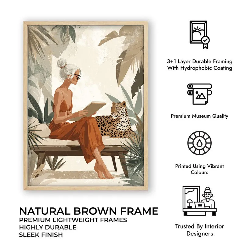 Leopard Lounge Canvas Wall Painting - Brown Frame media 10