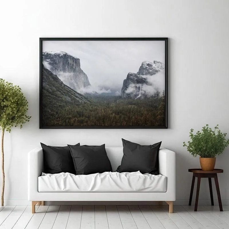 Yosemite Valley Canvas Wall Painting - Black Frame media 3