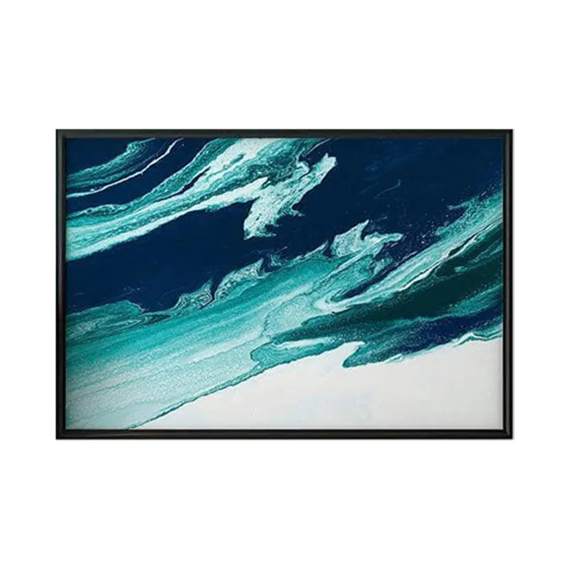 Green and Blue Wave Painting - Black Frame media 6