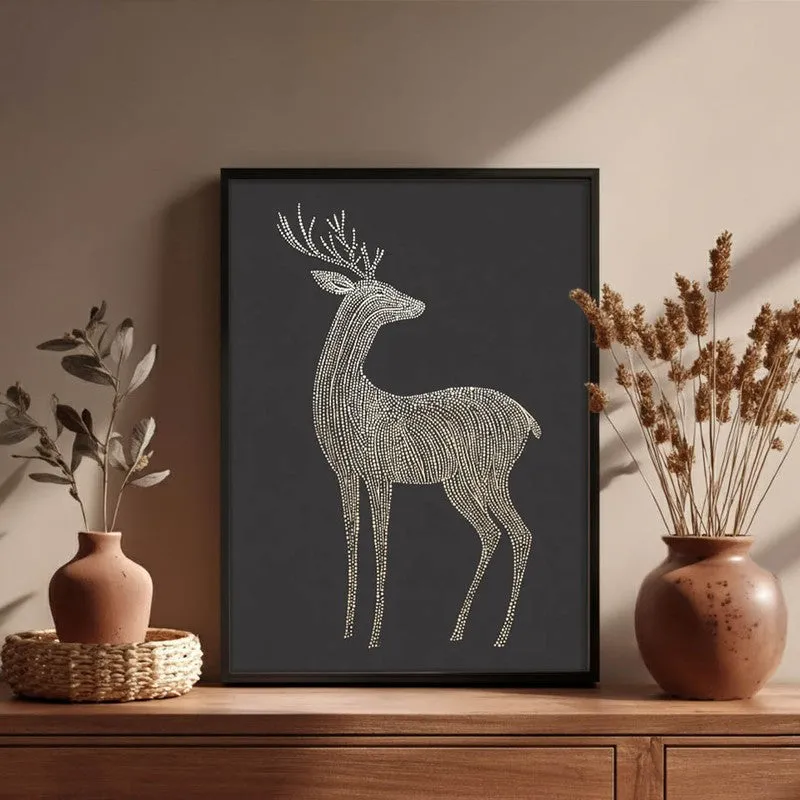 Majestic Deer Illustration Canvas Wall Painting With Black Frame media 3