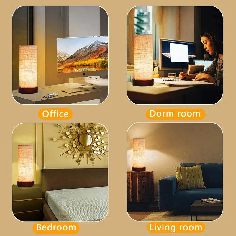 Mirza Tower Wooden Table Lamp With Jute Shade - Beige,Brown media 5