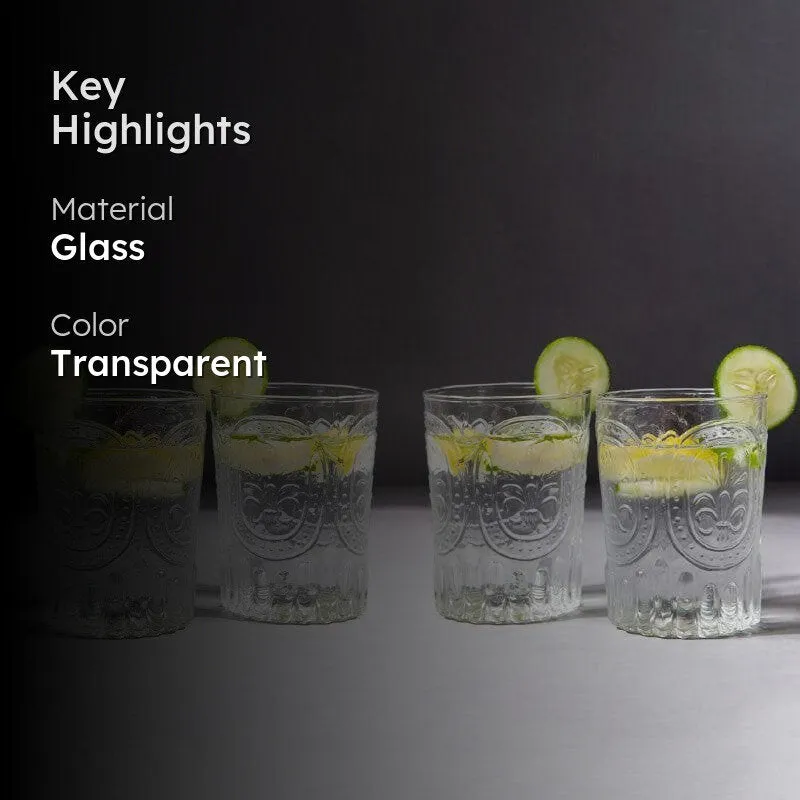 Drinking Glassy Glamour Old Fashioned Drinking Glass (400 mL) - Set Of Four media 2