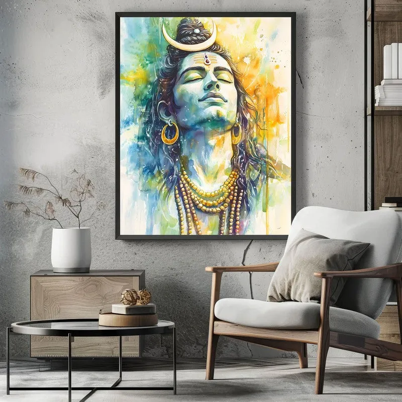 Shri Dakshinamurthi Spiritual Archival Paper Wall Painting With Frame - Black media 3