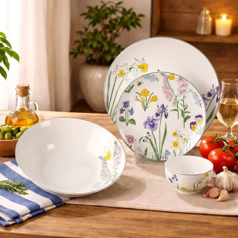 Urban Form 24k Gold Brushed Dinner Set (Yellow,White)- 20 Piece Set media 3