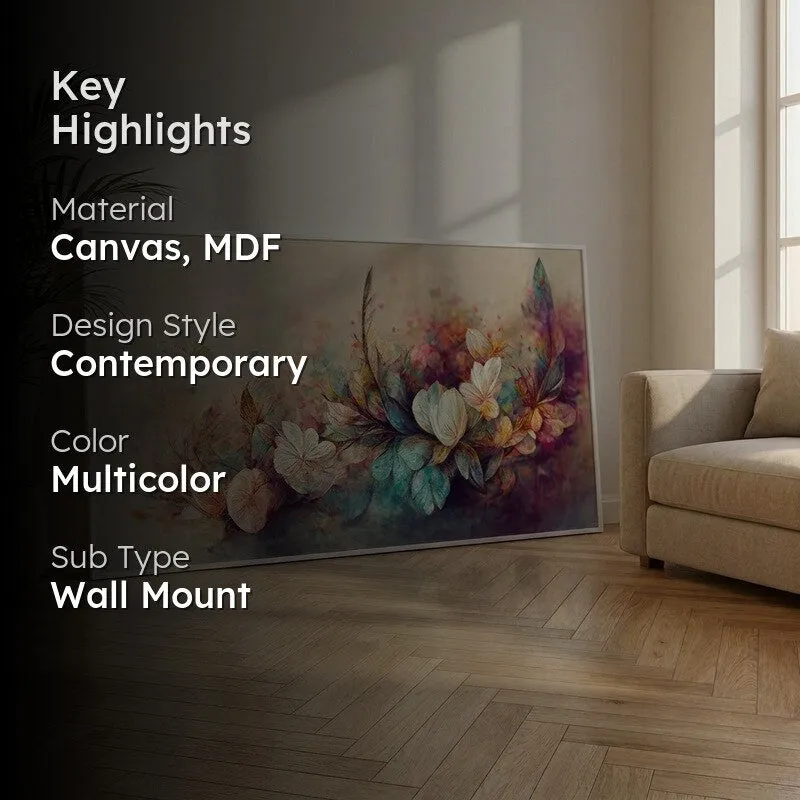 Opulent Floral Canvas Wall Painting With Frame media 2
