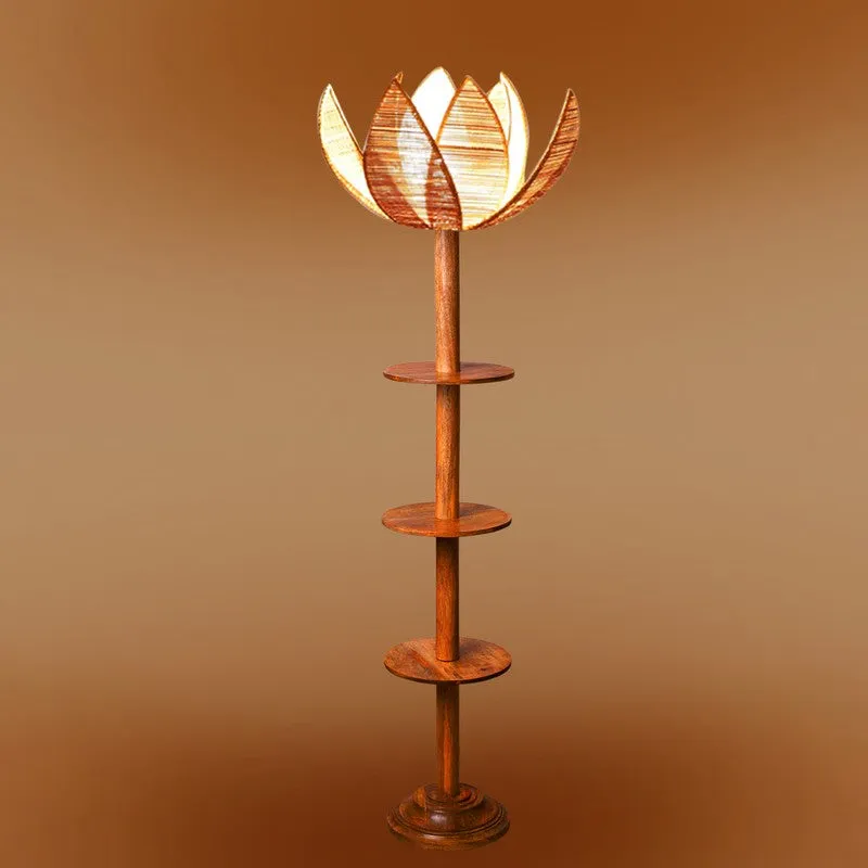 Monarch Halo Glow Wooden Floor Lamp - Beige media 7