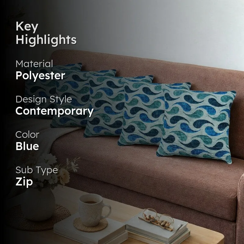 FloralDreamline Cushion Cover (Blue) - Set Of Five media 2
