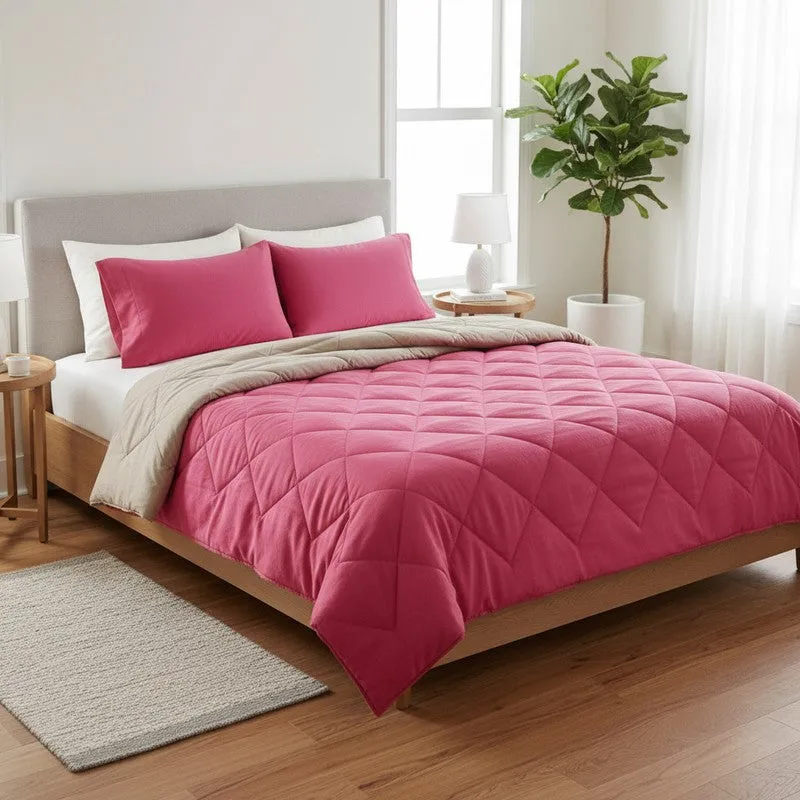 Dreamiq Reversible Comforter (Pink) - 400 GSM media 1