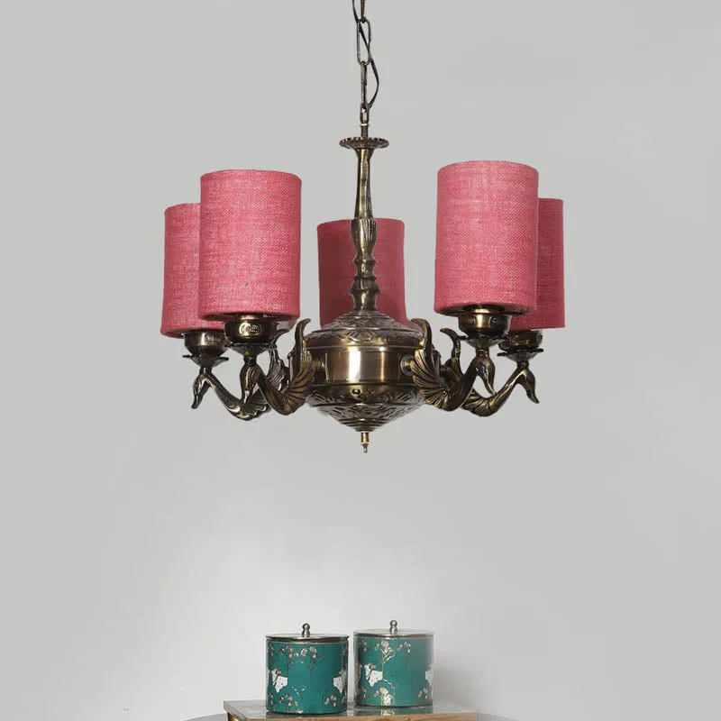 Ritu Cylindrical Golden Antique Ceiling Lamp media 2