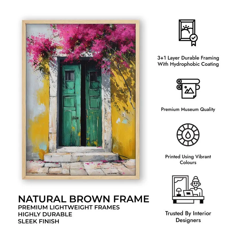 Bougainvillea Bliss Canvas Wall Painting - Brown Frame media 10