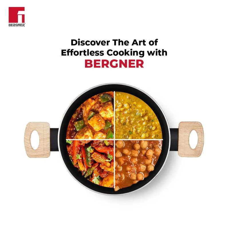 Bergner Non Stick Kadhai With Lid - 2900 mL/9 Inches media 4