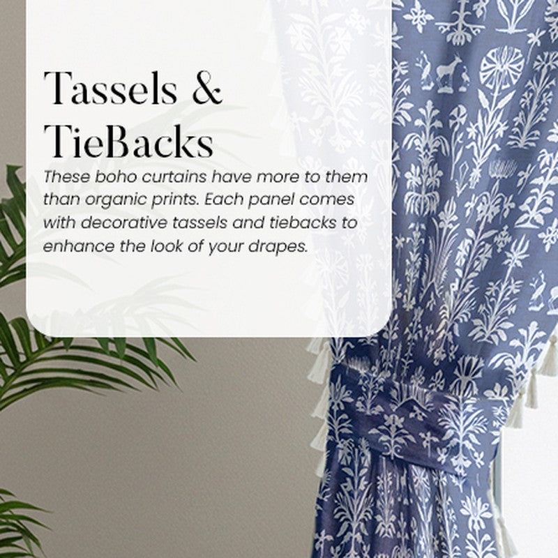 Urban Space Twigs Semi Sheer Curtain - Indigo Blue media 9